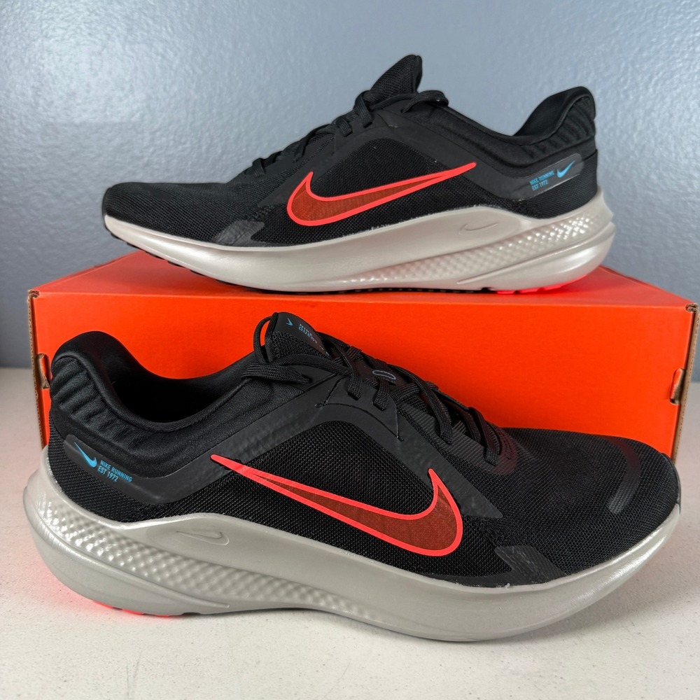 Nike Quest 5 Mens Running Shoes Black Bright Crimson DD0204-005 Size 13